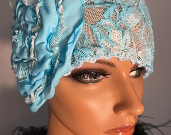 Flapper Hat Cloche Lace  Antique style  Wrap Daytime Church    FREE SHIPPING USA