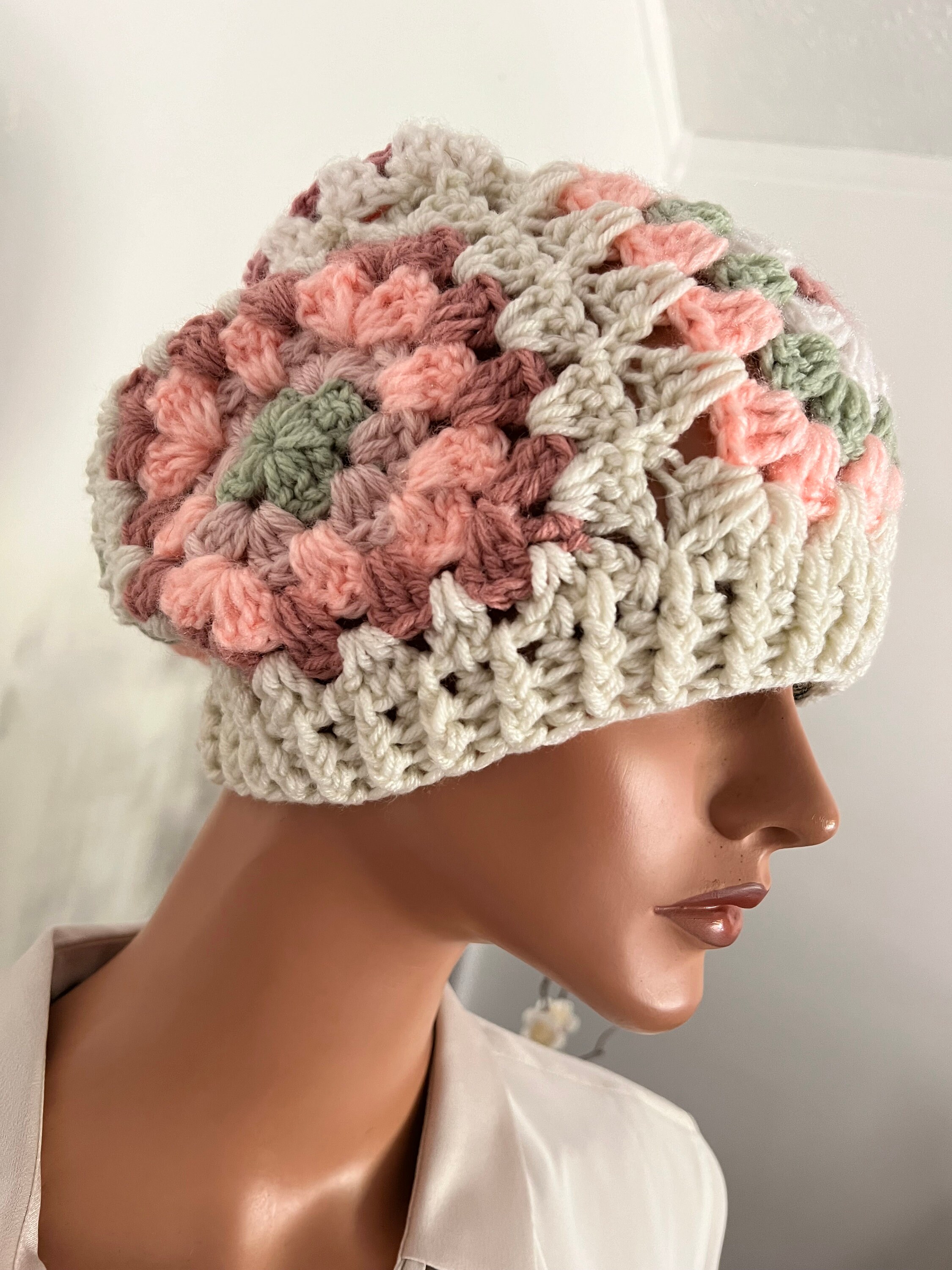 Granny Square Hat  Wrap Daytime Granny Square Hat Wrap Daytime FREE SHIPPING USA - Etsy main image 2