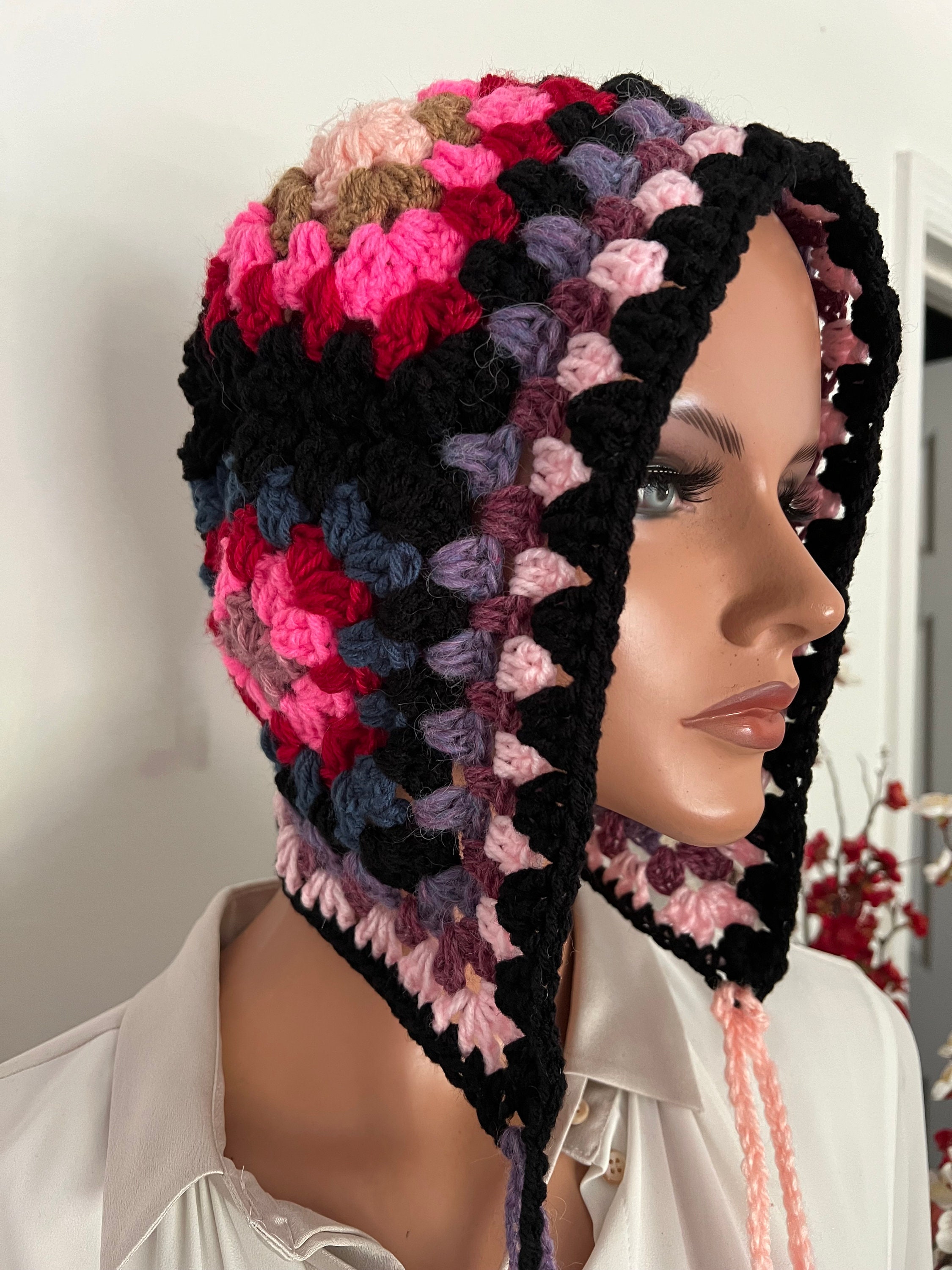 Granny Square Hat  Wrap Daytime Granny Square Hat Wrap Daytime FREE SHIPPING USA - Etsy main image 3