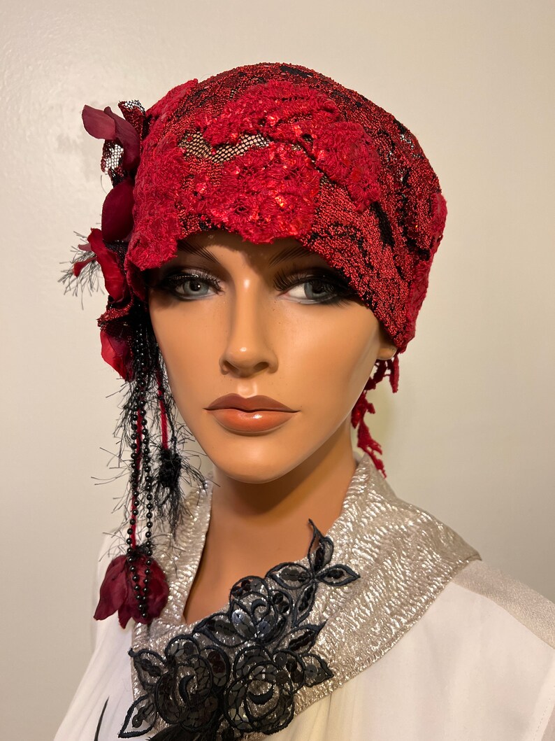 Red Flapper Hat Flapper Red Cloche Hat, 1920s Style Antique Headpiece - Etsy