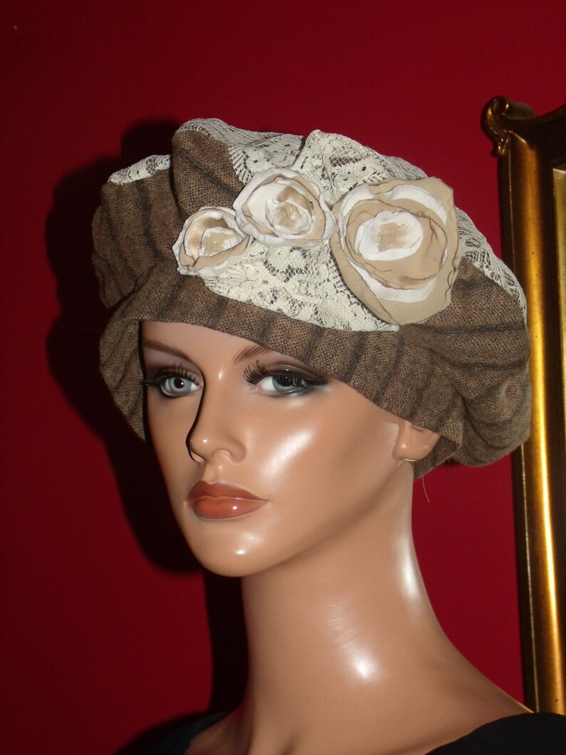 Beret Antiqued Style Flapper Hat Handmade Floral Personalized Etsy