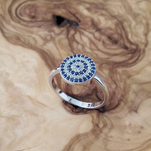 Evil eye ring,evil eye,double row evil eye,protection ring