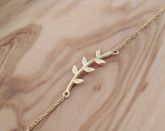 Οlive branch slim bracelet,OliveLeafBracelet,SymbolicJewelry,NatureInspiredJewelry