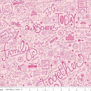 SNAPSHOTS FAMILY PINK by Bella Boulevard - Half Yard - 100% Cotton Quilting Fabric - Girl Fabric - Pink Fabric - Riley Blake Designs