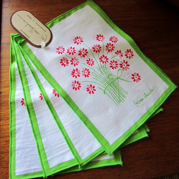 Vintage Unused linens simple flowers design
