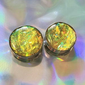 Lemon Gold Plugs Single or Double Flare sizes 00g 2 Inches image 1