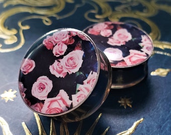 Pale Pink Rose Plugs sizes 1/2" - 2 Inches 1/2, 9/16, 5/8, 11/16, 3/4, 7/8, 24mm, 25mm, 26mm, 28mm, 30mm, 32mm, 36mm, 44mm