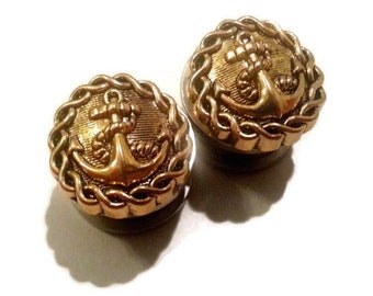 Nautical Military Anchor Plugs sizes 00g - 3/4" Double Flare or Single Flare