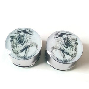 Biomechanical Alien Inspired Double Flare or Single Flare Plugs sizes 00g 2 Inches image 2