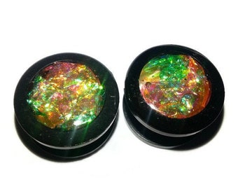 Ammolite Plugs sizes 00g - 2 inches double flare or Single Flare