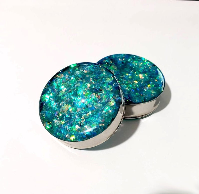 Amphitrite Holographic Plugs Double Flare or Single Flare 00g 2 Inches 7/16, 1/2, 9/16, 5/8, 11/16, 3/4, 7/8, 24mm, 26mm, 28mm, 32mm, 50mm image 1