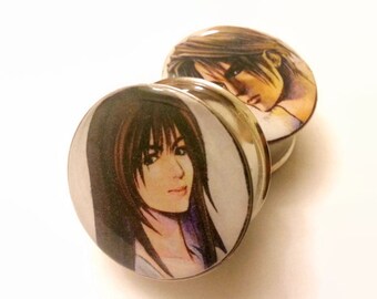 Video Game FF VIII Couple Plugs sizes 0g - 2 Inches Double or SIngle Flare