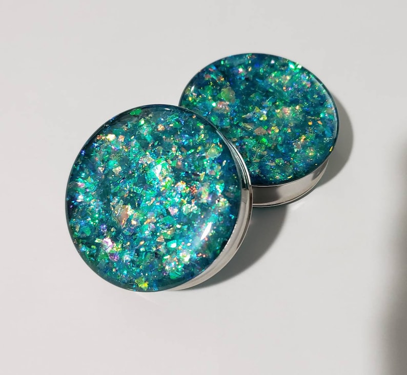 Amphitrite Holographic Plugs Double Flare or Single Flare 00g 2 Inches 7/16, 1/2, 9/16, 5/8, 11/16, 3/4, 7/8, 24mm, 26mm, 28mm, 32mm, 50mm image 4