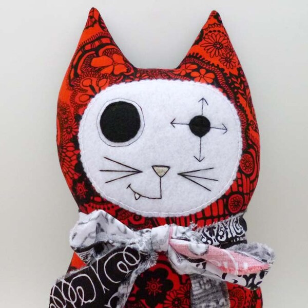 Gefüllte unheimlich nette Katze Doll, weichen Stoff Monster Kitty, seltsame Tier Plüsch, Weird Cat Doll süß Goth-Puppe