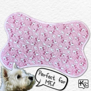 Custom Octopus & Burlap Print Bone Shaped Dog Food Mat (Personalized)