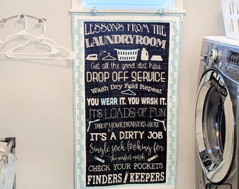 Quilted Laundry Room Sign Handmade Cotton Fabric Wall Hanging Funny Sign Wall Art Fun Decoration Home Decor Housewarming Gift