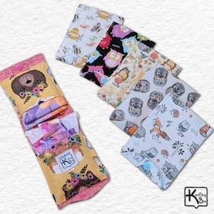 Cartera Privacidad de Productos Femeninos Telas Divertidas Animalitos Osos Buhos Zorros Erizos Abejas Cartera Compacta Regalo Hecho a Mano