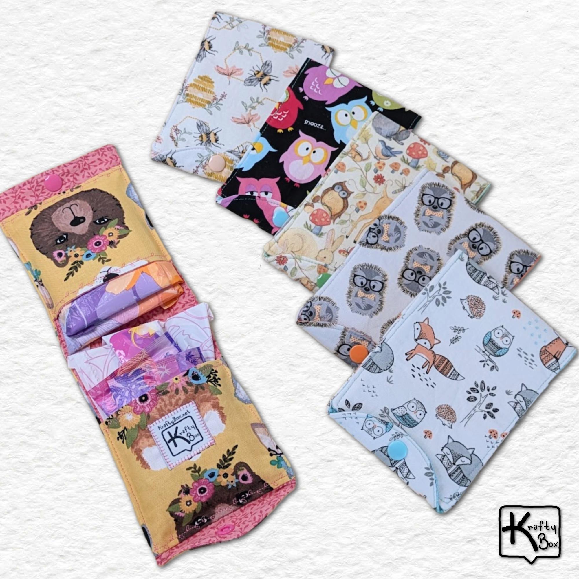 Privacy Pouch for Feminine Products Fabric Options Cute Animals Owl Bear Fox Hedgehog Compact Size Useful Period Wallet Unique Handmade Gift