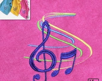 Sports Towel Embroidered Design Music Lover Treble Clef & Beam Note Soft Velour Handmade Workout Towel Unique Golf Towel Fun Exercise Gift