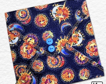 Reusable Sandwich Wrap Ecofriendly Fabric Unique Sun & Moon Design Lunch Food Wrap and Placemat BPA Free Food Safe Washable Lunch Gift