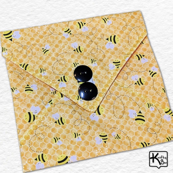 Reusable Sandwich Wrap Ecofriendly Fabric Bees & Honeycomb Design Lunch Food Wrap and Placemat BPA Free Food Safe Washable Unique Lunch Gift