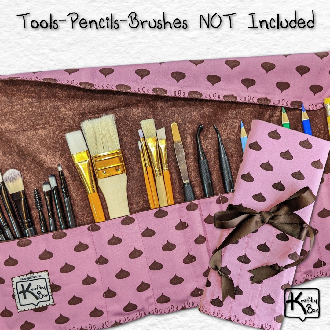 Travel Organizer Art Supplies Rollup Holder Fabric Chocolate Etsy
