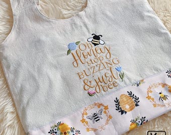 Embroidered Tote Bag Handmade Cotton Fabric Cute and Funny Bee Quote Design Lightweight Personal Shoulder Bag Unique Embroidery Gift
