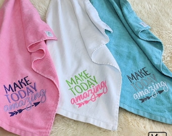 Sports Towel Embroidered Design Make Today Amazing Inspirational Quote Soft Velour Handmade Workout Towel Fun Exercise Gift