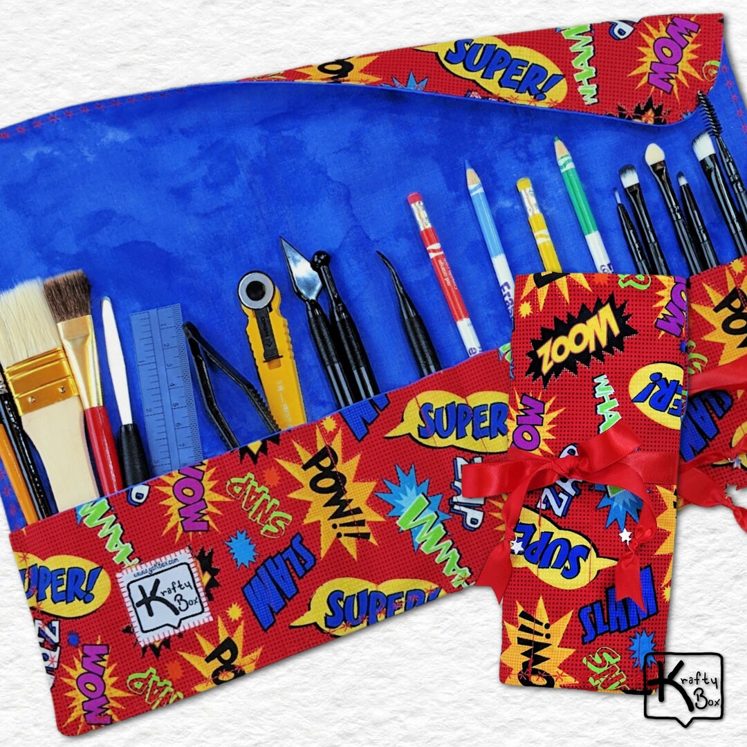 Rollup Holder Travel Organizer Art Supplies Fabric Comic Book Etsy