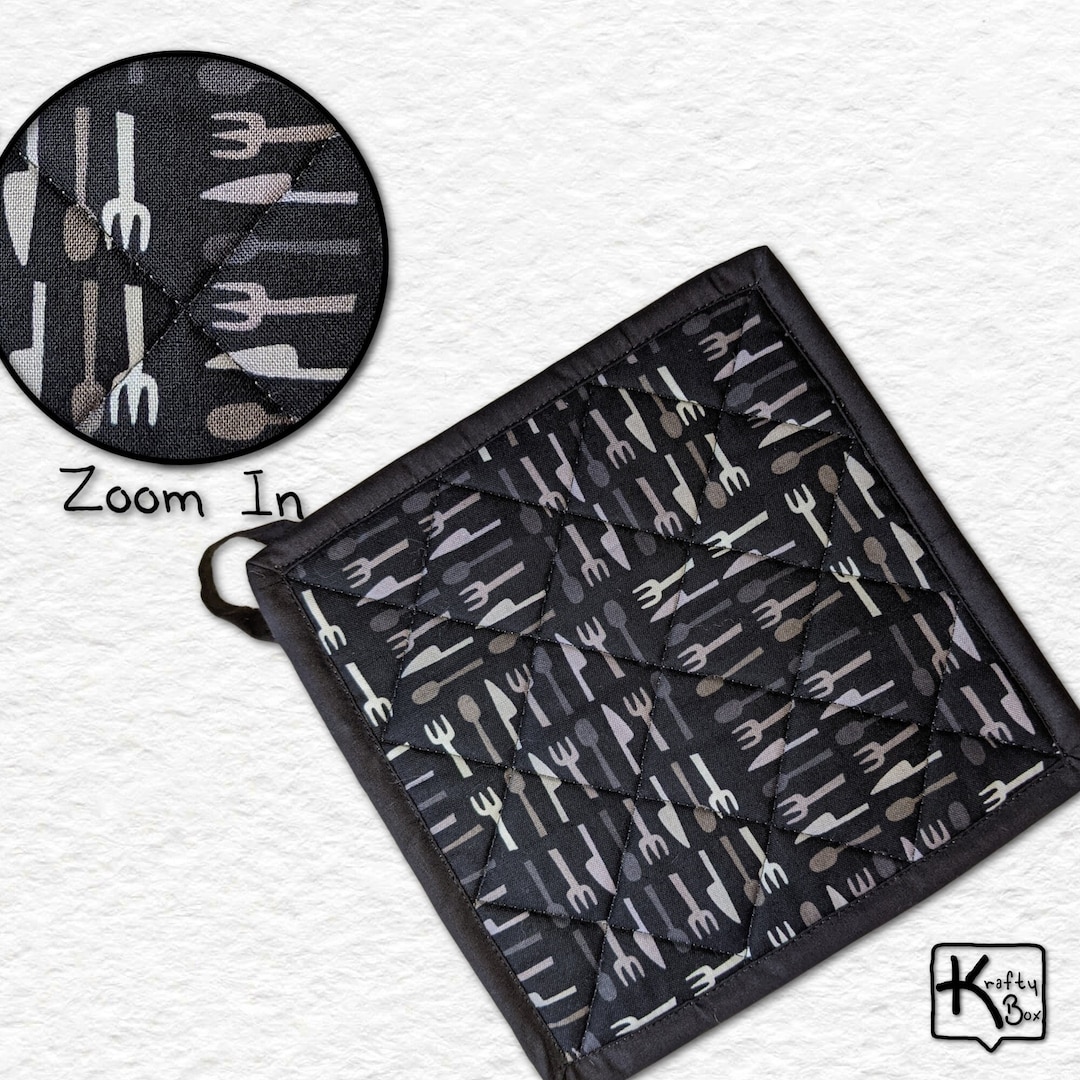 Pot Holder Quilted Square Cotton Fabric Flatware Silverware Etsy