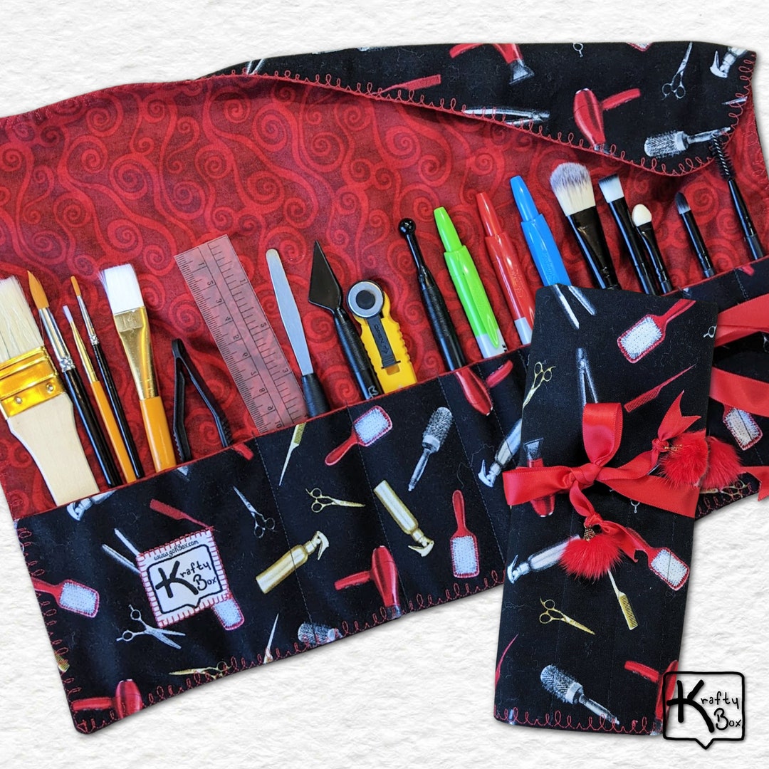 Rollup Holder Travel Organizer Art Supplies Fabric Hair Etsy