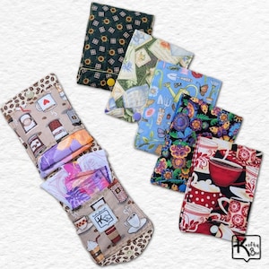 Cartera Privacidad de Productos Femeninos Telas Divertidas con Lindas Flores y Tazas de Cafe Cartera Compacta Regalo Hecho a Mano para Ella