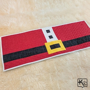 Quilted Table Runner Santa's Belt Design Christmas Decor Handmade Holiday Decoration Great Housewarming Gift