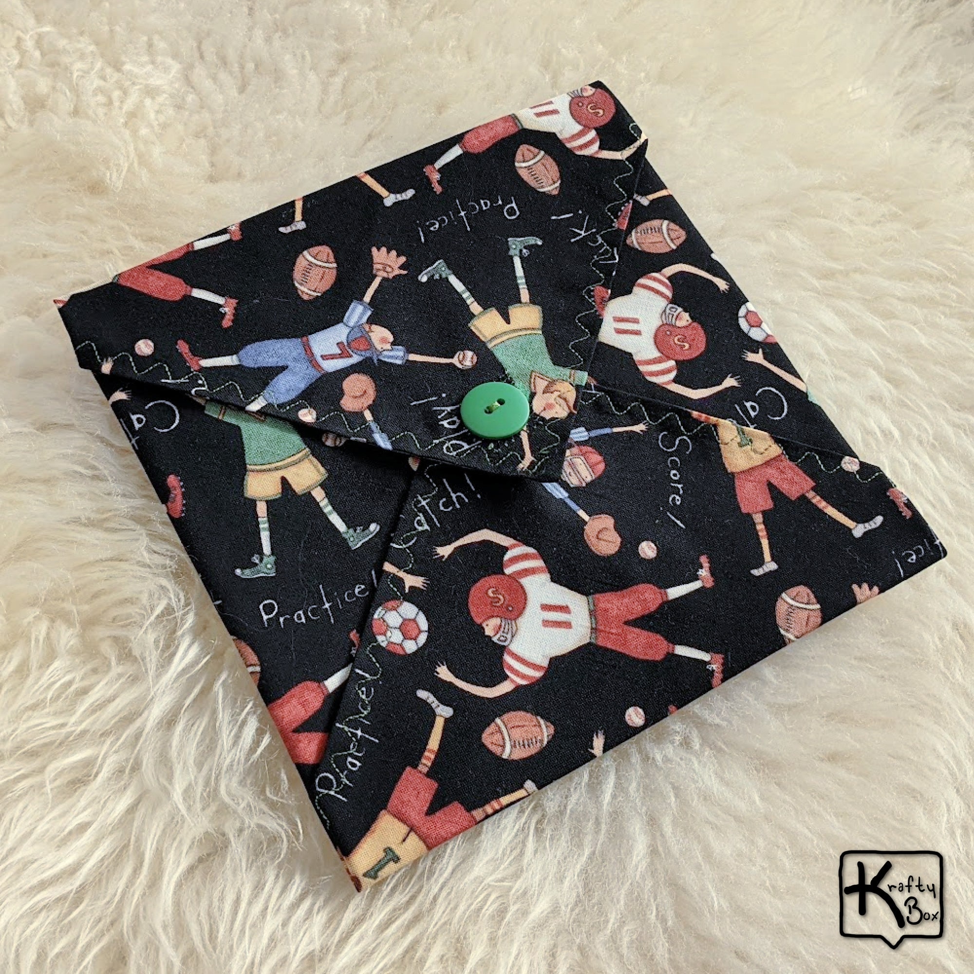 Reusable Sandwich Wrap Ecofriendly Fabric Football Baseball Soccer Design Lunch Food Wrap & Placemat BPA Free Food Safe Washable Lunch Gift