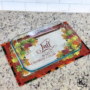 Casserole Hot Pad Quilted Cotton Fabric Autumn Design Fall is My Favorite Color Sign Trivet Baking Essentials Unique Fall Kitchen Gift