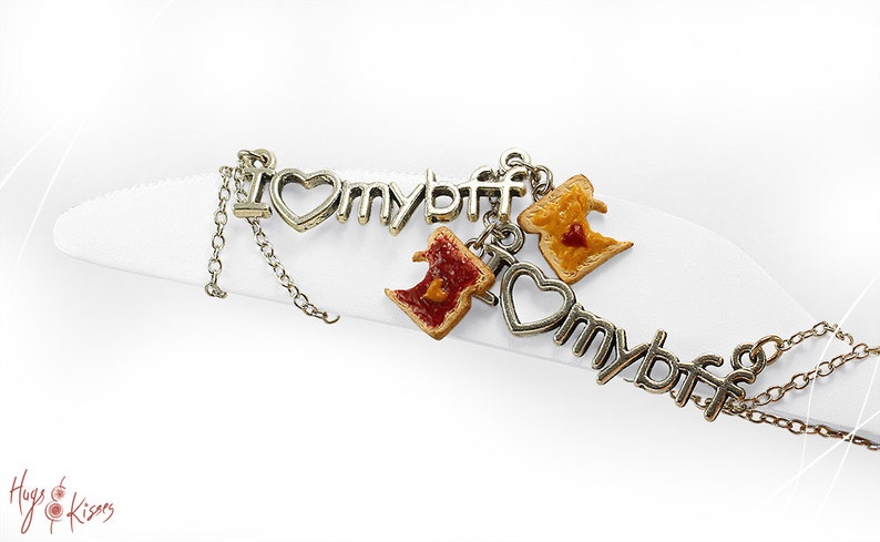 Foodie gift Friend Set of 2 Peanut Butter Necklace Jelly Sandwich Best Friends Jewelry BFF Necklaces Food Friendship Necklaces