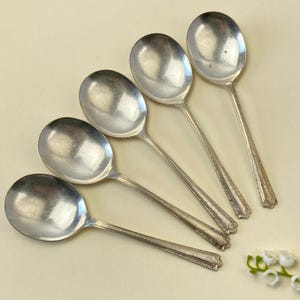 Vintage Gresham EPNS A1 Dessert Spoons Set of 5 Silver Plate 14cm