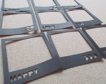 Scrapbooking Polaroid Frame Die Cuts & Smash complementos de libros - conjunto de 9 adornos de álbumes de recortes negros