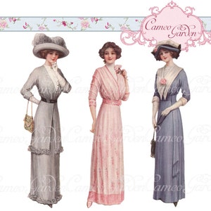 Vintage Digital Clipart - Stylish Edwardian Ladies - Clip art for scrapbooking, invitations, crafting - Instant Download Commercial Use