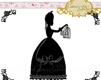 Digital Clipart - Silhouette The Canary Conundrum - Clip art for scrapbooking, Bridal shower invitations, Commercial Use Instant Download