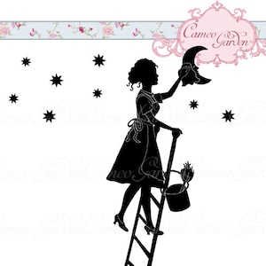 Digitale Clipart - Pools de maan en de sterren - illustraties voor scrapbooking stof, uitnodigingen, persoonlijke en commerciële gebruik Instant Download