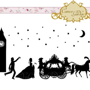 Sagoma Cenerentola Clipart - romantica favola ClipArt per scrapbooking, nozze inviti, uso commerciale scaricare Instant