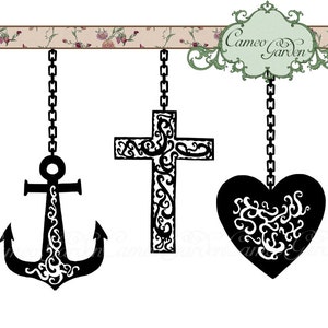 Digital Clipart - silueta fe, esperanza y caridad - Clip art para scrapbooking, invitaciones, personales y uso comercial pequeño