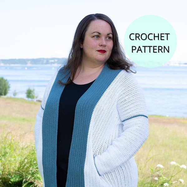 Summer Cardigan with Pockets Crochet Pattern, Cardigan with Pockets, Crochet Long Sleeve Cardigan, Crochet Top Pattern, Cardigan Sweater