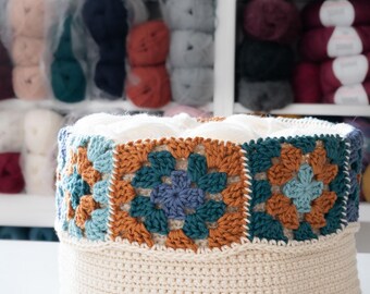 Easy Crochet Granny Square Basket Pattern PDF