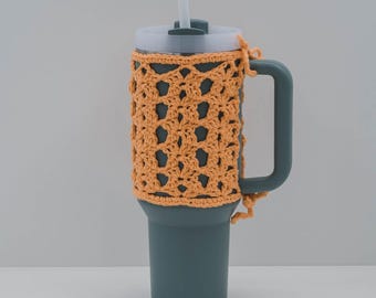 Lace Crochet Stanley Cup Holder Pattern – Easy DK Yarn Cozy (PDF)