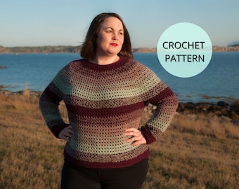 Crochet Sweater Pattern, Crochet Top Down Sweater Pattern, Crochet Womens Sweater Pattern, Colorwork Crochet Pattern, Crochet Top Pattern