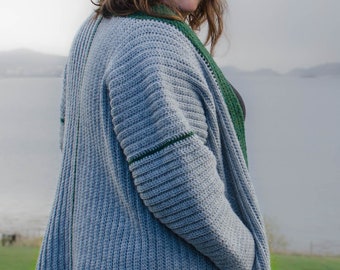 Crochet Cardigan Pattern, Women's Oversized Cardigan with Pockets