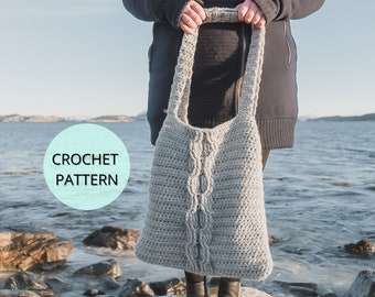 Crochet Bag Pattern- Crochet Cables Bag Pattern- Crochet Purse- Bag Pattern- Crochet Tote Bag- Crochet Tote- Crochet Shoulder Bag