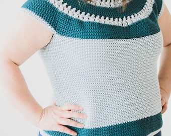 Braided Crochet Top Pattern: Top-Down Tee (XS-5XL)